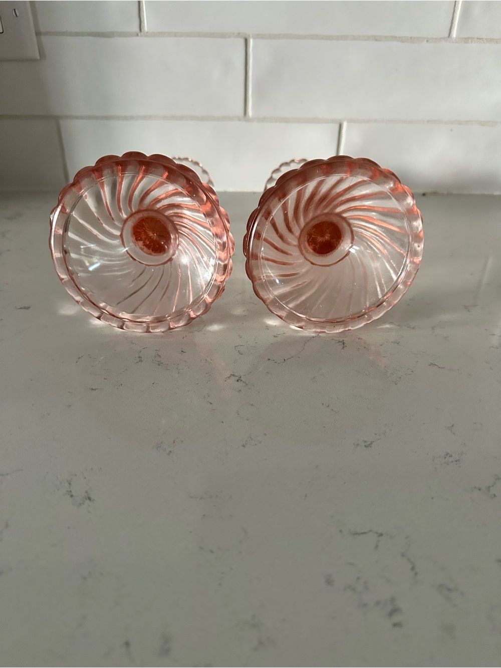 Vintage Pink Crystal Candle Holders - Picture 3 of 3